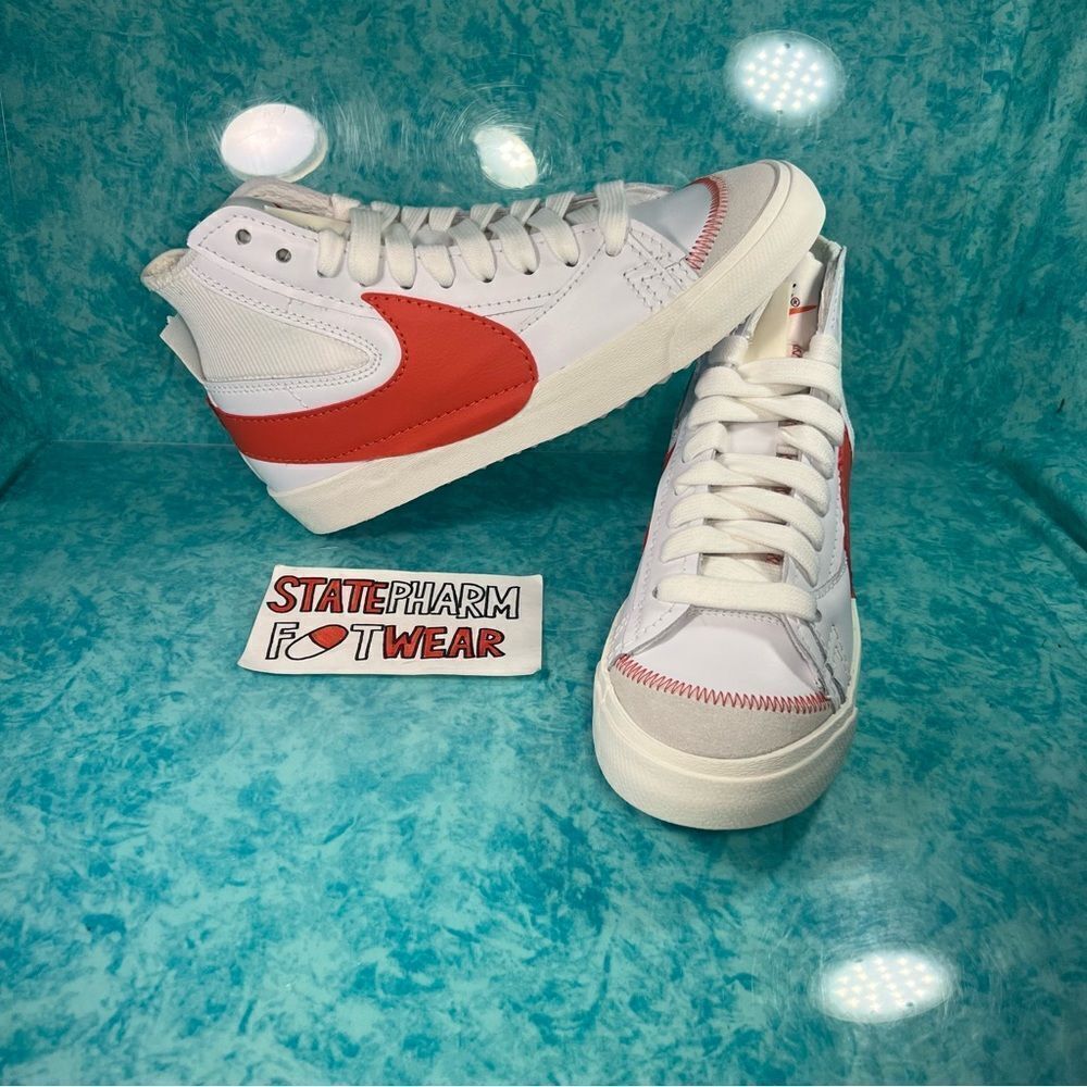 Nike Blazer Mid 77 Jumbo White Orange Men’s High Top Leather Shoes